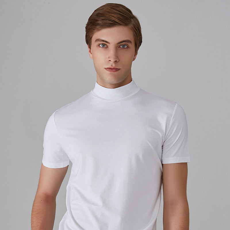 MEN'S T-SHIRT WITH STAND-UP COLLAR AND SLIM FIT