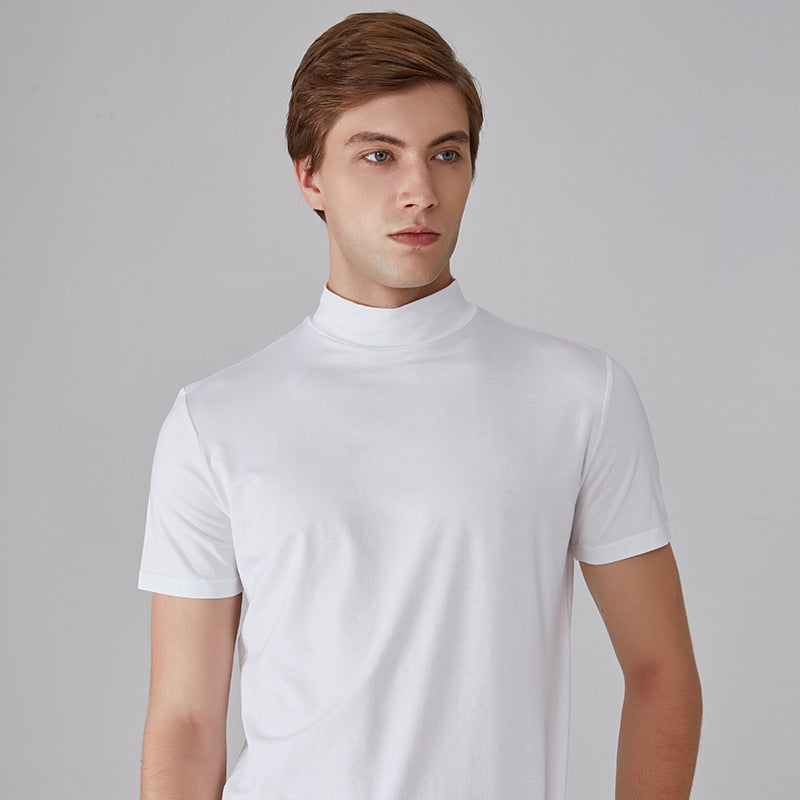 MEN'S T-SHIRT WITH STAND-UP COLLAR AND SLIM FIT